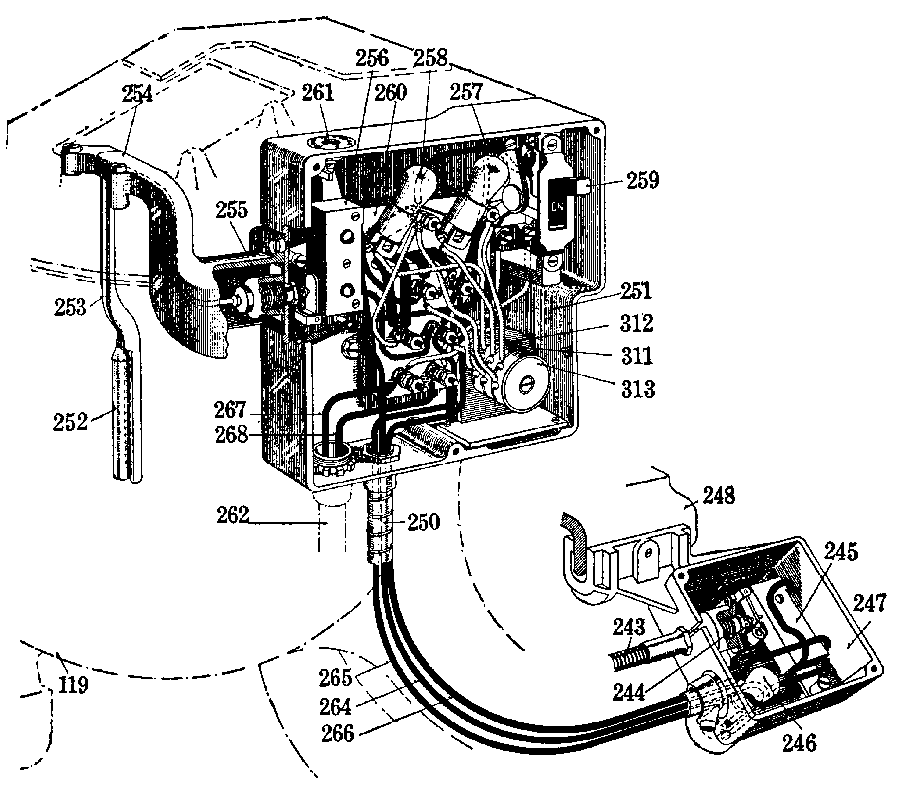 Line drawing of mouthpiece and Micro-Therm control unit.